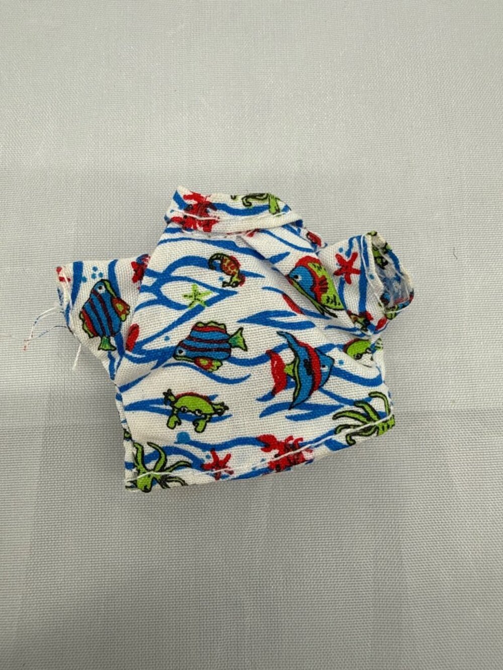 Vtg 90s Barbie Tommy Doll Hawaiian Shirt Ocean Fish Sea Turtle Novelty Top